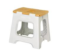 Vigar Compatto Sgabello Pieghevole per Adulti, 32 cm, Sgabello Pieghevole Portatile Antiscivolo per Casa, Cucina, Bagno, Campeggio, Doccia, Supporta fino a 150 kg, Grigio, Bamboo Print on Top