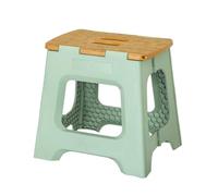 Vigar Compatto Sgabello Pieghevole per Adulti, 32 cm, Sgabello Pieghevole Portatile Antiscivolo per Casa, Cucina, Bagno, Campeggio, Doccia, Supporta fino a 150 kg, Verde, Bamboo Print on Top
