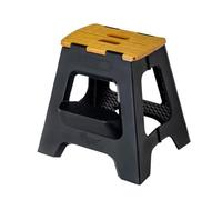 Vigar Compatto Sgabello Pieghevole per Adulti, 40 cm, 2 Gradini, Sgabello Pieghevole Portatile Antiscivolo per Casa, Cucina, Bagno, Campeggio, Doccia, Supporta fino a 150 kg, Nero, Bamboo Print on Top