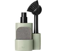 VIGAR - Dispenser Sapone da Cucina - 12,5 x 9,3 x 23,5 cm - Tascabile - Dispenser Sapone con Tasca per Spugna e Spazzola per Piatti - per Lavare i Piatti - Verde e Nero