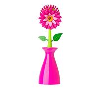 VIGAR Flower Power Original-Spazzola per Piatti con Supporto, 7,5 x 7,5 x 25,5 cm, Colore: Rosa, Gomma e Nylon, 8 x 7 x 26 cm