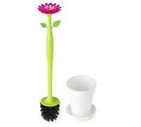 Vigar Flower Power Scopino WC con Porta Scopino, Design Decorativo a Margherita con Base a Vaso, Set di Pulizia per Appartamento e Arredo Moderno, Bianco