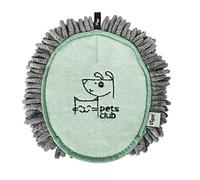 Vigar Guanto asciugacapelli per animali Pets Club – Microfibra con gancio 17x21x2,5 cm Verde/Grigio