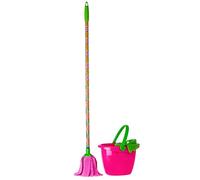 VIGAR - Scopa Scopa e Secchio con Scolapiatti per Bambini - Scopa 24,5 x 19,5 x 98 cm - Modello Lolaflor - dai 4 Anni - Microfibra - Multicolore