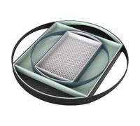 Vigar - Set di 4 vassoi per servire il cibo - 42 x 42 x 3 cm - Modello Flap Glacial - Vassoi incastrabili - con maniglie per il trasporto - 2 fustellati e 2 lisci - Blu, Turchese, Grigio e Nero