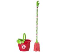Vigar Set di mocio e secchio per bambini, set per la pulizia dei bambini, mocio in microfibra e secchio per il lavaggio con spremiagrumi, mop per pulire il pavimento, Ladybug