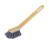 Vigar Spazzola per dish ovale con manico, 7,3,5 x 5,5 x 24 cm, grigio dish Brush with Bamboo Print Handle, Dish Scrubber for Dishes, Tumbler and Glass Water Bottles