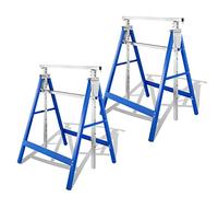 Vigevee Set di 2 cavalletti da lavoro, portata stabile 200 kg, pieghevole, regolabile in 7 posizioni, 80 - 130 cm, in metallo, cavalletti pieghevoli, colore: blu argento