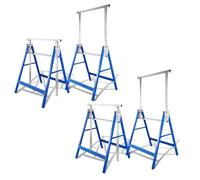 Vigevee Set di 4 cavalletti da lavoro, portata stabile 200 kg, pieghevole, regolabile in 7 posizioni, 80 - 130 cm, in metallo, cavalletti pieghevoli, colore: blu argento