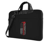 Vigile del fuoco ascia linea rossa stampa bandiera leggera versatile ufficio borsa da lavoro elegante e funzionale borsa per laptop donna uomo, Nero , 15.6 inch