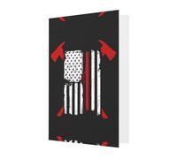 Vigile del fuoco Bandiera Americana Stampa Verticale Amore Fibbia Perla Carta Vacanza Biglietto di Auguri Con Buste Per Amici e