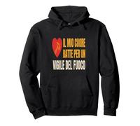Vigile del Fuoco Cuore Battito Passione Fuego Felpa con Cappuccio