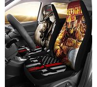 Vigile del Fuoco La Sottile Linea Rossa Teschio Set di 2 Coprisedile Decorativi per Car Antiscivolo Coprisedili per Sedili Anteriori Elastico Copri Sedili per Auto Universale per SUV Sedan Berlina