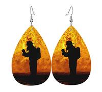 Vigile Del Fuoco, Modello Di Salvataggio Del Logo Del Dipartimento Dei Vigili Del Fuoco Donna Orecchini Ecopelle Orecchino Goccia Pendenti