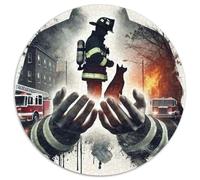 Vigile del Fuoco Salvataggio Puzzle 1000 Pezzi Rotondo Cartaceo Puzzle per Adulti Scena Incendio