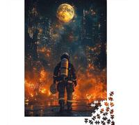 Vigile del Fuoco Scena Notturna Città Puzzle 1000 Pezzi Carta Puzzle per Adulti Atmosfera Notturna Puzzle per Famiglia Decorazione Rilassante Concentrazione 38x26cm/1000pcs