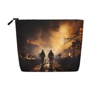 Vigili del fuoco che combattono gli incendi Borsa da toilette e cosmetici da donna, borsa unisex per articoli da toeletta, borsa per la cura personale