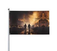 Vigili del fuoco che combattono gli incendi Stampe bandiere decorative per esterni 0,9 x 1,5 m leggere e belle adatte per cortili all'aperto e celebrazioni di festival.