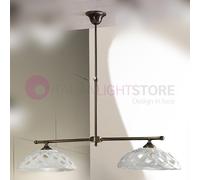 VIGNANOVA Lampadario Bilanciere Ottone e Ceramica Rustico Country
