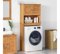 VIGO Honey Brown Solid Pine Wood Washing Machine Cabinet, 72,5 x 27 x 161 cm, organizer per bagni con porte e shelf, ideale per piccoli bagni