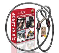 VIGO SPORTS® catena bici con occhielli [2m] I Cavo acciaio da 10 mm per proteggere la bicicletta, il moto, il barbecue, i mobili da giardino o il passeggino da furti I Resistente alle intemperie