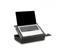 Vigo - Supporto in legno per laptop, con cuscino e inclinazione regolabile, scrivania da lavoro con vano portaoggetti e cassetto per tappetino per mouse (Cambridge-nero)