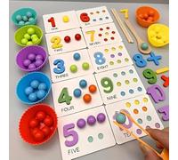 VIGOEXPRESS Montessori - Set di calcolo MONTEMATH | Giocattoli educativi in legno e silicone con perline, bacchette e cucchiai | Promuove il conteggio, la classificazione e le capacità motorie