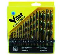 Vigor 41265-10 Serie Punte HSS Bi-Action, 19 Pezzi, 1-10 mm