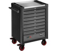 Vigor Carrello da officina serie L, vuoto, V1901-X, 8 cassetti, piano di lavoro in acciaio inox, verniciato a polvere, portata di 500 kg, con maniglia, chiusura centralizzata, 723 x 459 x 1002 mm