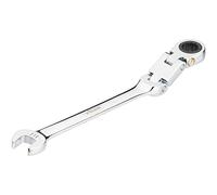 Vigor V6752-10 - Chiave combinata a cricchetto con doppio snodo, meccanismo a cricchetto dentato sul lato anello, colore: Argento