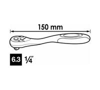 VIGOR Cricchetto reversibile V6014, quadro pieno 6,3 mm (1/4"), L=150 mm Quantità:1