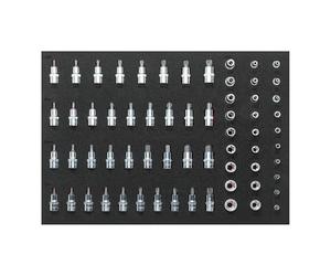 Vigor inserto in gommapiuma 1/1 per interni Torx, XZN e esagonale e inserti per chiave a bussola Ribe, 64 pezzi, 1 pezzi, V2837