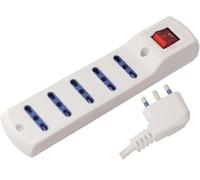 VIGOR - MULTIPRESA 5 PRESE CON INTERRUTORE BIPASSO SP.90° 16A - 20439