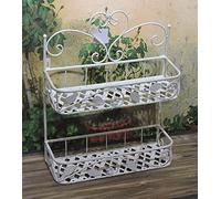 Vigor Portafiori Ferro Battuto Bianco Fioriera 2 Piani Da Parete O Appoggio