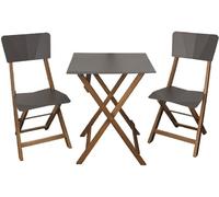 Set arredo giardino in acacia/acciaio grigio 3 pezzi 2 sedie + 1 tavolo Menelao