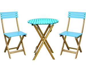 Vigor Set arredo Giardino Modello Paride con 1 Tavolo Tondo + 2 sedie Pieghevoli in Legno