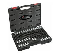 VIGOR Set bussole per giraviti TX V1917 quadro cavo 12,5 mm (1/2") profilo TX interno T20 - T70, 32pz. Quantità:1