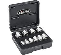 Vigor Set di chiavi a bussola a doppio esagono V7538/10, quadrate, 10 mm (3/8"), con profilo esagonale doppio