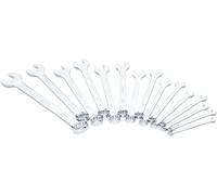 Vigor Set di chiavi combinate V7740/15, 15 pezzi, versione lunga, sfalsamento di 15 gradi, 6-22 mm, profilo esagonale esterno e doppio esagono, cromato e lucidato'.