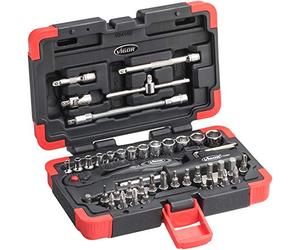 Vigor V2414N - Set di chiavi a bussola con innumerevoli inserti e chiavi a bussola, flessibili grazie a estensioni e adattatori, 46 pezzi