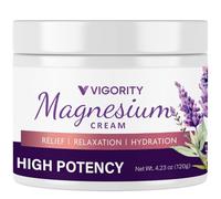 VIGORITY Crema al magnesio per dormire: lozione al magnesio per crampi alle gambe, magnesio lenitivo con lavanda, vitamina E e burro di karité, sicura per bambini e persone incinte, 115 g