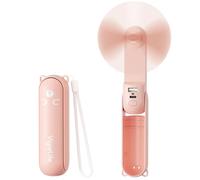 VigorLife Ventilatore Portatile 3 in 1, Mini ventilatore pieghevole Ricaricabile, 3 Velocità Ventilatore Silenzioso con Alimentatore Mobile, Alimentata tramite USB, per Esterni,Viaggi,Ufficio (Rosa)