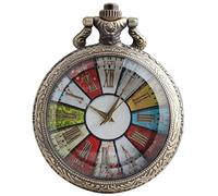 VIGOROSO Open Face Roman Numeral Necklace Pendant Antique Steampunk Pocket Watch