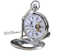 VIGOROSO Orologio da tasca meccanico a carica manuale per uomo, Half Hunter doppia cover