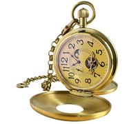 VIGOROSO Orologio da tasca meccanico a carica manuale per uomo, Half Hunter doppia cover