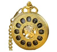 VIGOROSO Orologio da tasca vintage a carica manuale per uomo, orologio da tasca meccanico con catena, orologio da tasca scheletrato da uomo