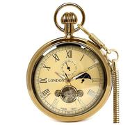 VIGOROSO Orologio da tasca vintage da uomo, in rame, con carica manuale e secondi 24 ore e sub-quadranti, Tourbillon Oro, Orologio da tasca