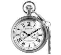 VIGOROSO Orologio da tasca vintage da uomo, in rame, con carica manuale e secondi 24 ore e sub-quadranti, Acciaio, Orologio da tasca