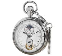 VIGOROSO Orologio da tasca vintage da uomo, in rame, con carica manuale e secondi 24 ore e sub-quadranti, Tourbillon in acciaio, Orologio da tasca