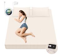 VigorVortex Messa a terra lenzuola con angoli king size 90% cotone biologico e 10% fibra d'argento messa a terra lenzuolo migliora il sonno con 4,6 m di corda di messa a terra beige 152 x 203 x 31 cm